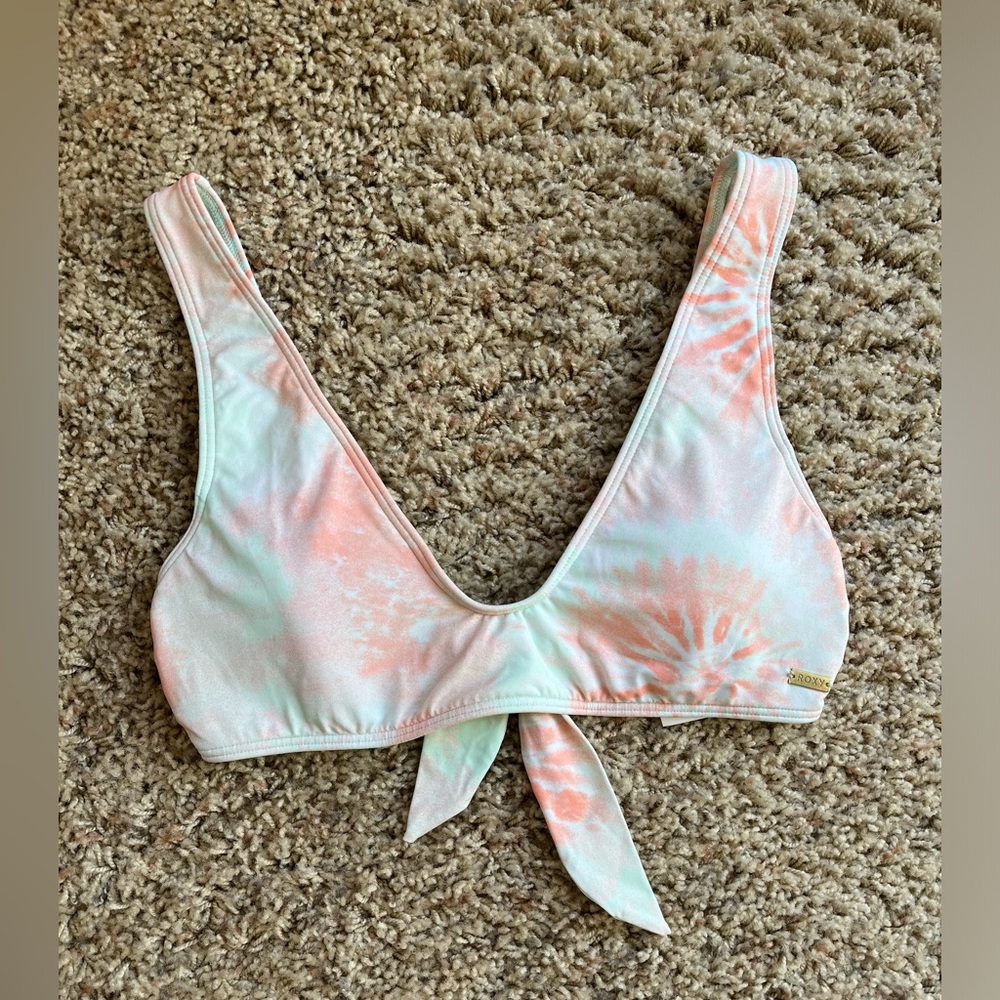 Roxy v neck tie back bikini swimsuit top size small